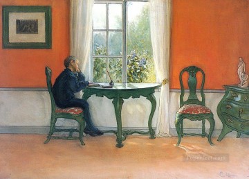 Carl Larsson Painting - required reading 1900 Carl Larsson